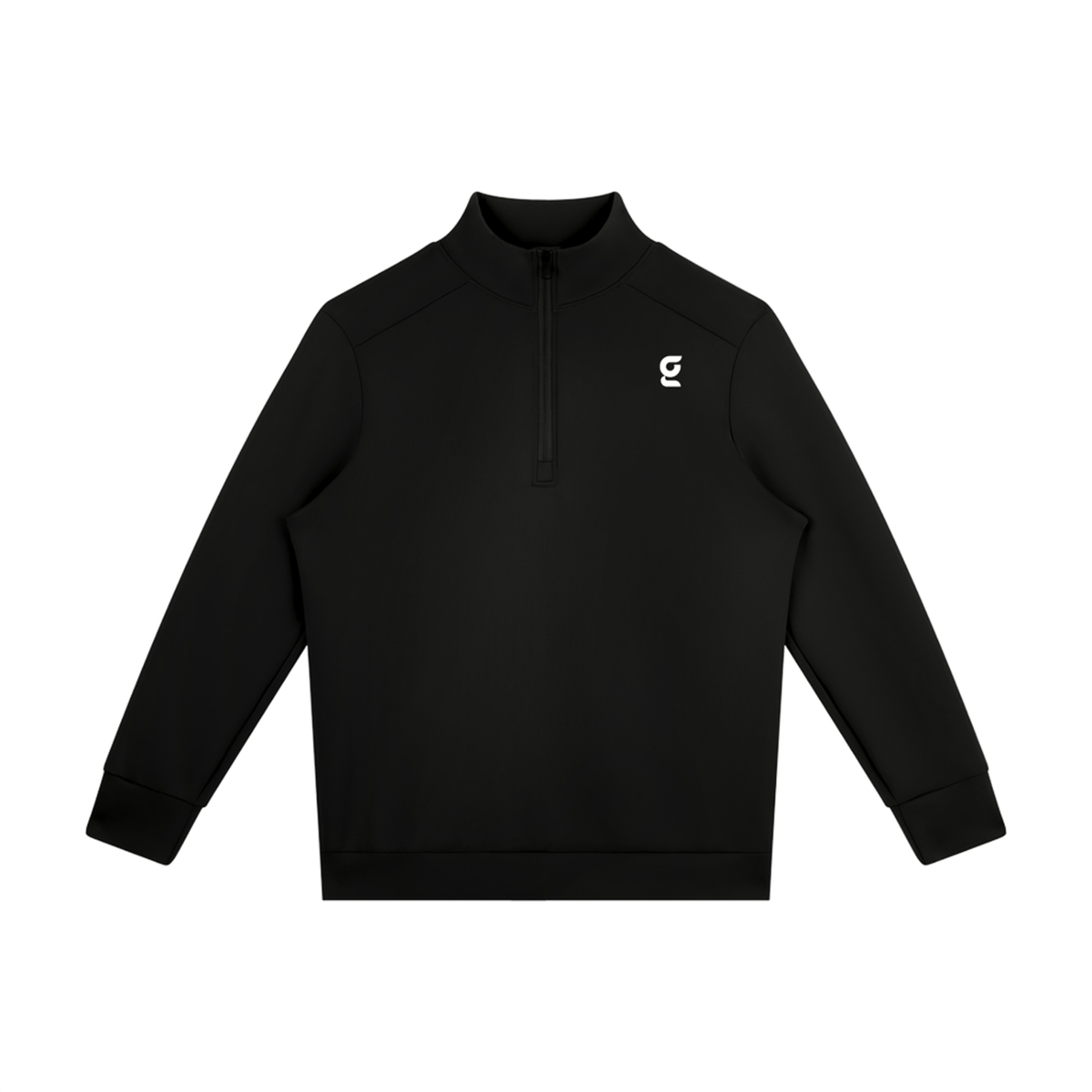 Front view of the black Men’s Performance Half-Zip on a white background